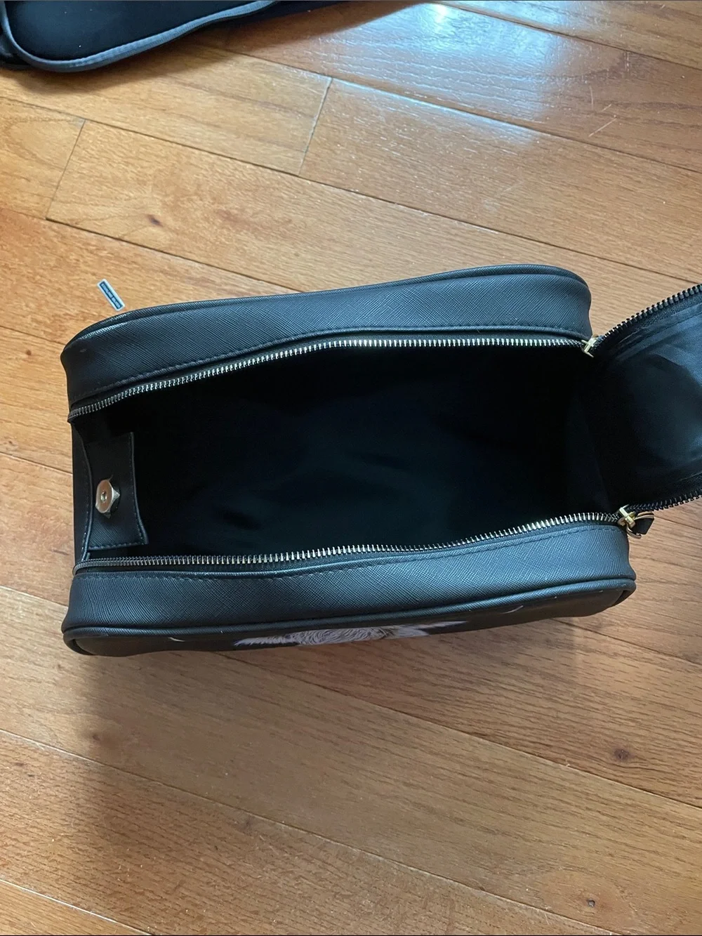 Black Cosmetic Pouch with Highland Cow Illustration Rachel Brown